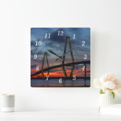 Charleston Fire like Sunset Wall Clock Quadratische Wanduhr (Zuhause)