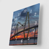 Charleston Fire like Sunset Wall Clock Quadratische Wanduhr (Winkel)