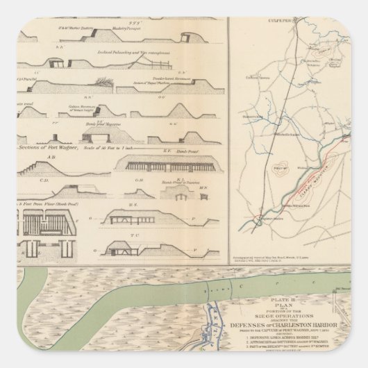 Charleston Harbor, Armee der Potomac-Operationen Quadratischer Aufkleber (Vorderseite)