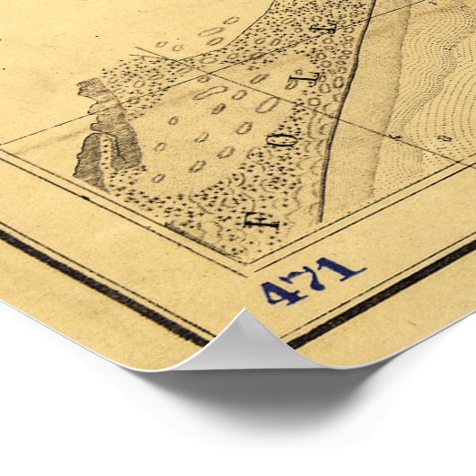 Charleston Harbor Zivil War Map Sept. 7, 1863 Poster (Ecke)