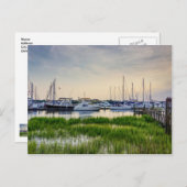 Charleston Harbour Boats Sunset Blank Post Card Postkarte (Vorne/Hinten)