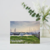Charleston Harbour Boats Sunset Blank Post Card Postkarte (Stehend Vorderseite)