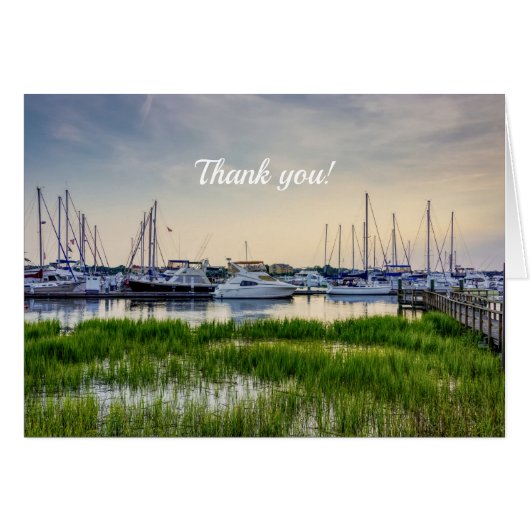Charleston Harbour Boats Sunset Danke Karte (Vorderseite (Horizontal))