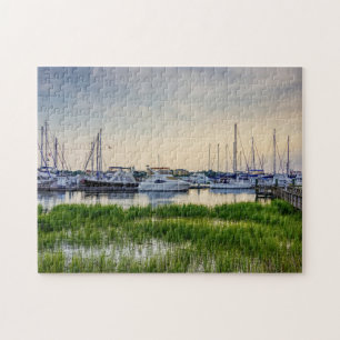 Charleston Harbour Boats Sunset Puzzle