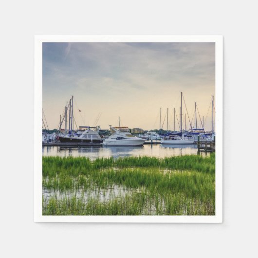 Charleston Harbour Boats Sunset Serviette (Vorderseite)