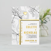 Charleston Liebe Locator | Städtische Hochzeit Folieneinladung (Stehend vorne)