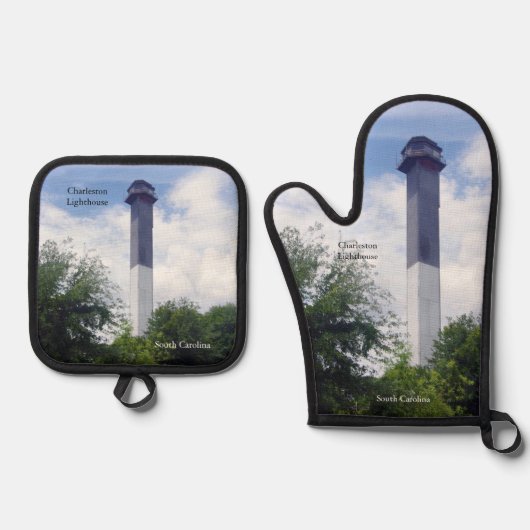 Charleston Lighthouse Ofenhandschuh & Topflappen-Set (Vorderseite)