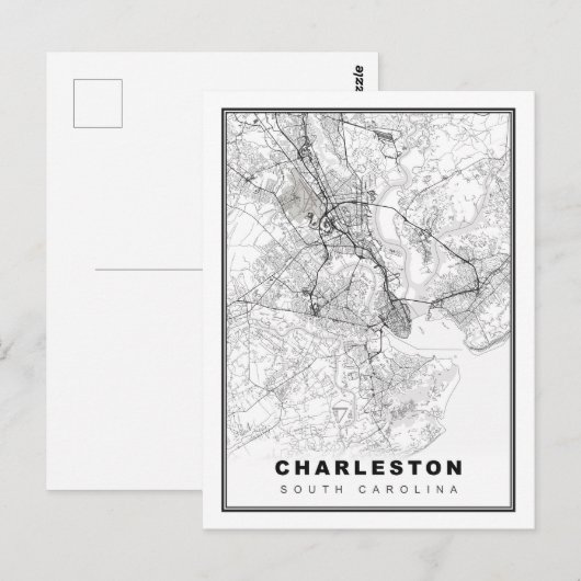 Charleston Map Postkarte (Vorne/Hinten)