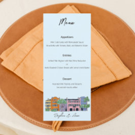 Charleston Menu für Wedding Watercolor Design Menükarte