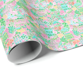 Charleston Pastell Preppy Palm Beach Muster Druck Geschenkpapier