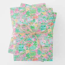 Charleston Pastell Preppy Palm Beach Muster Druck