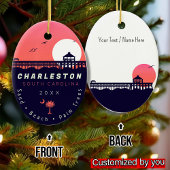 Charleston Pier SC Retro Sunset Souvenirs 60er Keramik Ornament