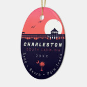 Charleston Pier SC Retro Sunset Souvenirs 60er Keramik Ornament (Links)