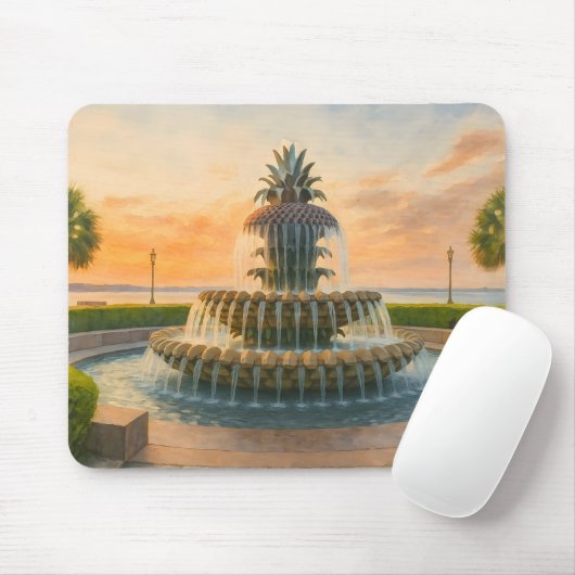Charleston Pineappbrunnen Wasserfarbe Mousepad (Mit Mouse)