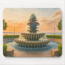Charleston Pineappbrunnen Wasserfarbe