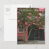 Charleston Pink House Post Card Postkarte (Vorne/Hinten)