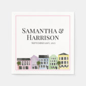 Charleston Rainbow Row Custom Wedding Serviette (Vorderseite)