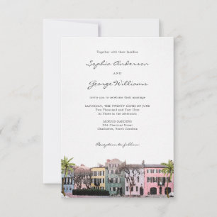 Charleston Rainbow Row SC Hochzeitseinladung Einladung
