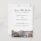 Charleston Rainbow Row SC Save the Date Wedding Einladung (Vorderseite)