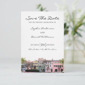 Charleston Rainbow Row SC Save the Date Wedding Einladung (Stehend Vorderseite)