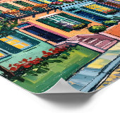 Charleston Rainbow Row Van Gogh Style Ölgemälde Poster (Ecke)