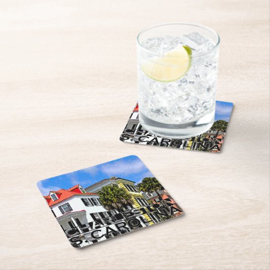 Charleston Rechteckiger Pappuntersetzer (Vor Ort)