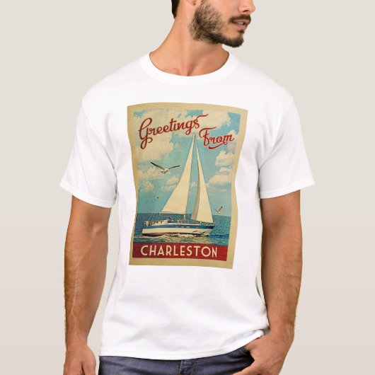 Charleston Sailboat Vintage Reise South Carolina T-Shirt (Vorderseite)