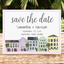 Charleston Save the Date Rainbow Row Wedding