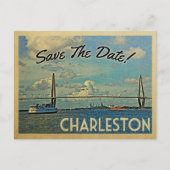 Charleston Save the Date Vintage Postkarten (Vorderseite)