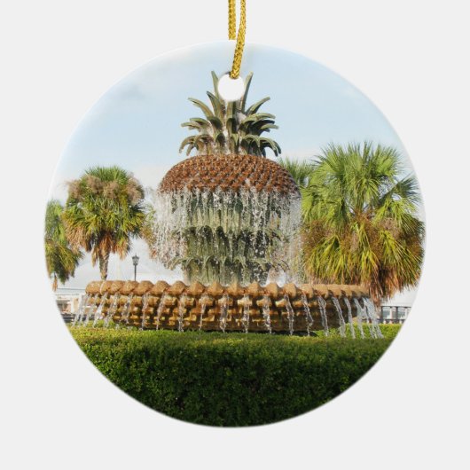 Charleston Sc-Ananas-Brunnen, Ufergegend-Park Keramik Ornament (Vorne)