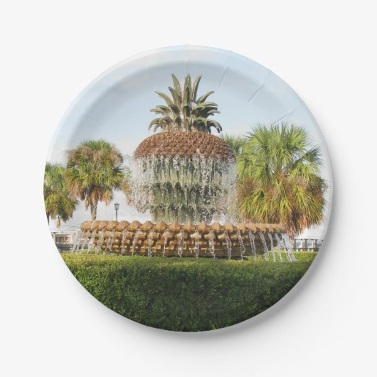 Charleston Sc-Ananas-Brunnen, Ufergegend-Park Pappteller (Vorderseite)