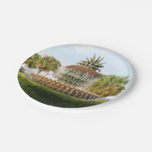 Charleston Sc-Ananas-Brunnen, Ufergegend-Park Pappteller (Schrägansicht)