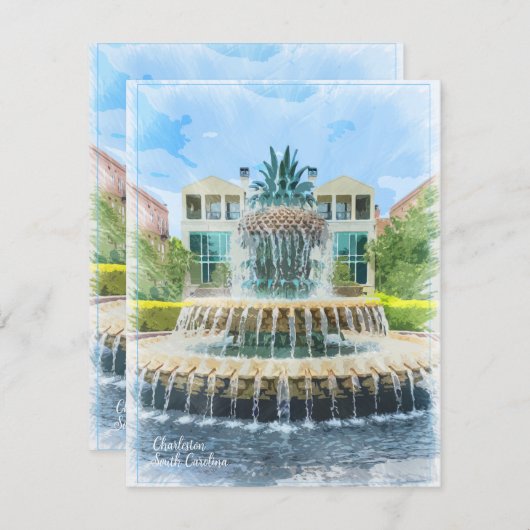 Charleston SC Ananas Fountain Card (Vorne/Hinten)