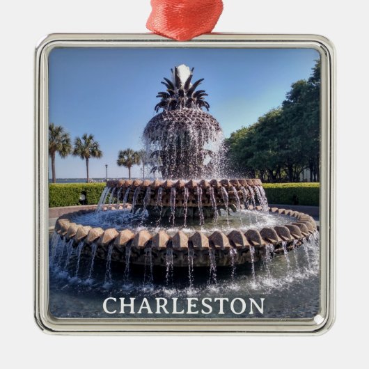 Charleston SC Ananas Fountain Weihnachten Ornament Aus Metall (Vorne)