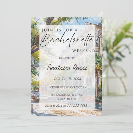 Charleston SC Bachelorette Weekend Party Einladung (Stehend Vorderseite)