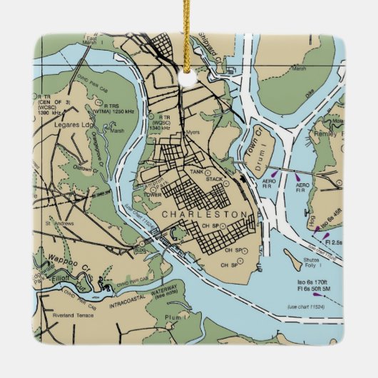 Charleston SC Chart Keramikornament (Rückseite)