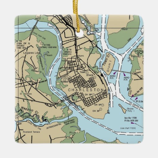 Charleston SC Chart Keramikornament (Vorderseite)