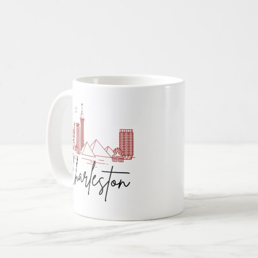 Charleston, SC | City Stylized Skyline Kaffeetasse (Vorderseite Links)