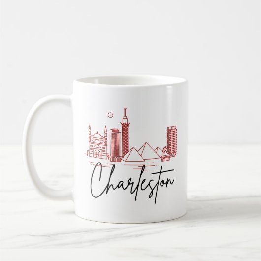 Charleston, SC | City Stylized Skyline Kaffeetasse (Links)