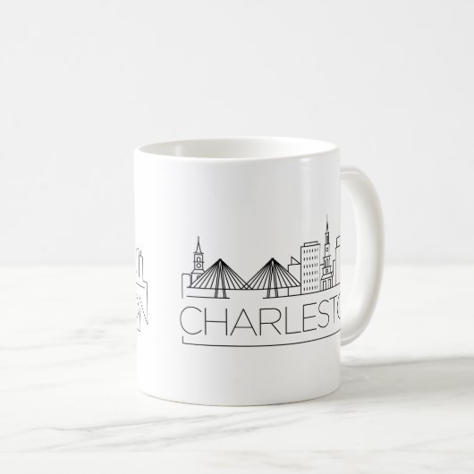Charleston, SC| City Stylized Skyline Kaffeetasse (VorderseiteRechts)