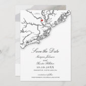 Charleston SC Elegant Black and White Wedding Save The Date (Vorne/Hinten)