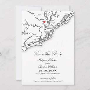 Charleston SC Elegant Black and White Wedding Save The Date
