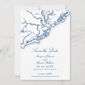 Charleston SC Elegant Navy Blue Wedding Save The Date (Vorderseite)
