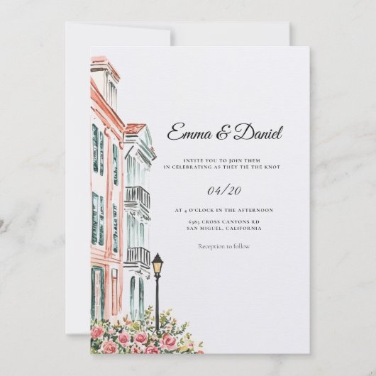 Charleston SC Hochzeit Einladung (Vorderseite)