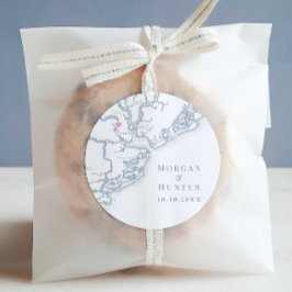 Charleston SC Karte Elegant Dusty Blue Gastgeschen Runder Aufkleber