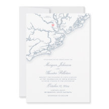 Charleston SC Karte Elegant Dusty Blue Wedding