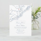Charleston SC Karte Elegant Dusty Blue Wedding (Stehend Vorderseite)