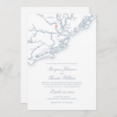 Charleston SC Karte Elegant Dusty Blue Wedding (Vorne/Hinten)