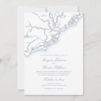 Charleston SC Karte Elegant Dusty Blue Wedding