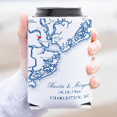 Charleston SC Karte Elegant Navy Blue Gastgeschenk Dosenkühler